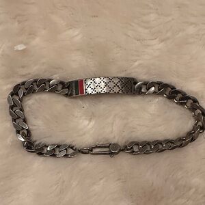 Gucci Silver Bracelet with Red and Green Details